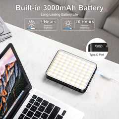 Magnetic Selfie Light clipped to iPhone as magsafe light; slim phone selfie light with adjustable color.