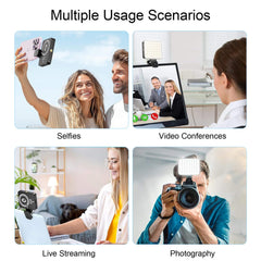 Magnetic Selfie Light clipped to iPhone as magsafe light; slim phone selfie light with adjustable color.